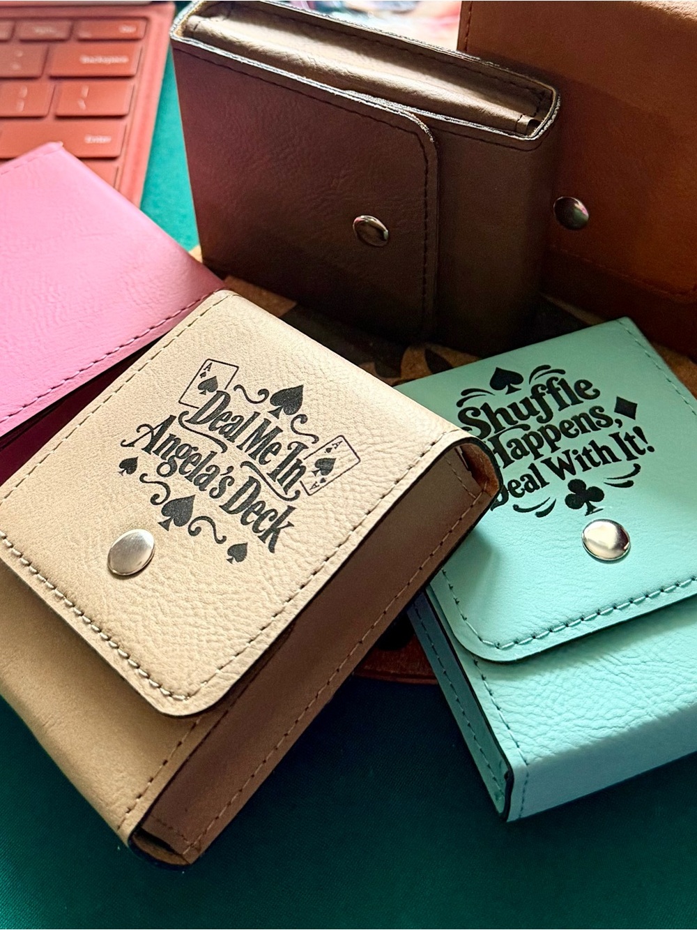 NEW Leatherette Customized Playing Card Holder Pick one - Picture 2 of 6